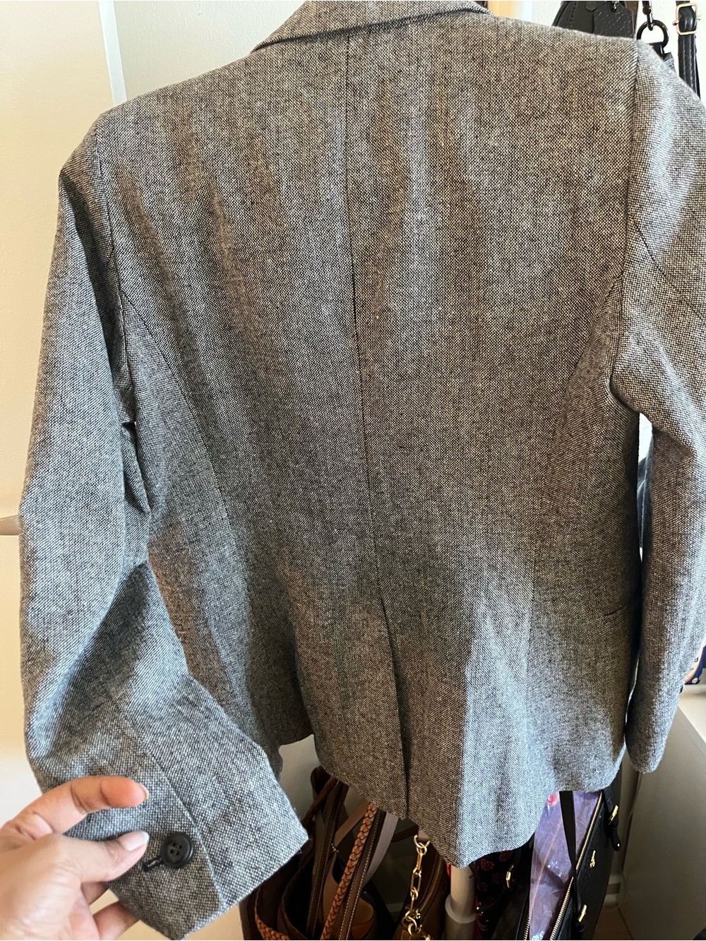 Mango Gray Textured Single-Button Blazer - Picture 4 of 6